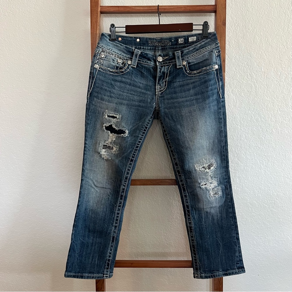 Distressed Cropped Miss Me Jeans